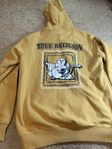 Sudadera con Capucha True Religion Cremallera Completa Para Hombre Grande Radiante Buda Miel Mostaza Amarillo - Imagen 7 de 7