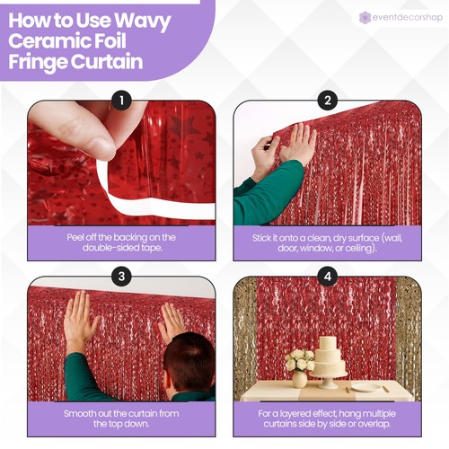 FOIL FRINGE TINSEL BACKDROP CURTAIN DOOR WEDDING BIRTHDAY PARTY DECORATION - Picture 59 of 61