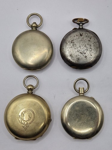 Antique Pocket Watch Collection of 4 Various Not Running See Description - Picture 4 of 9
