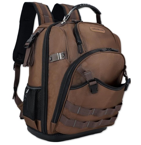 WELKINLAND-70Pockets Heavy-DutyTool Backpack, Hard Bottom Tool Bag - Picture 2 of 11