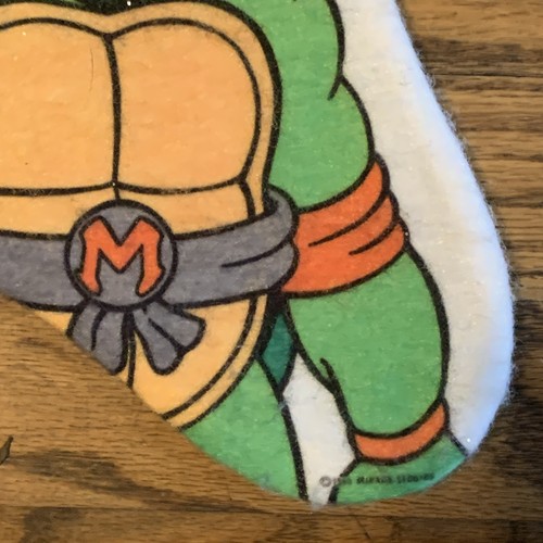 "Juego de 2 medias navideñas de fieltro de tortugas ninja mutantes adolescentes 1990 vintage 15""" - Imagen 8 de 8
