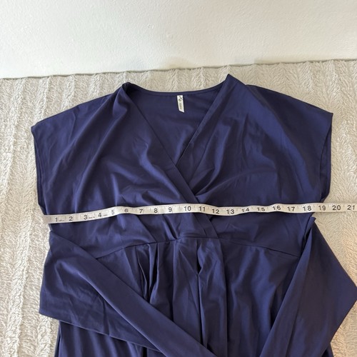 Halara Breezeful Navy Blue V-neck Dress Women’s Large Midi Short Sleeve Stretch - Picture 6 of 9