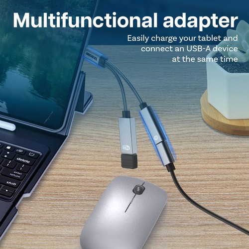 USB-C To USB Adapter OTG, 2 in 1 Splitter USB-C to USB-A and USB-C PD 60W - Picture 6 of 6