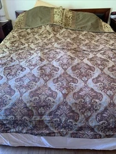 Eastern Accents King Duvet Cover & Sham Set Heavy Brocade Browns. Read