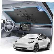 Car Windshield Sun Shade - Foldable Medium 57"L x 32"W Silvery Black