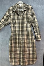 COS Checked Plaid Mini Wool Blend Shirt Dress Size 10 Green Beige Wagon