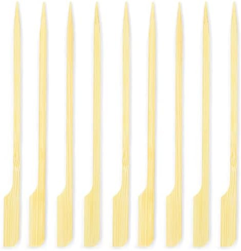 6 Inch Bamboo Paddle Picks Wide Flat Skewers for Grill Appetizers 100 Pack - Picture 2 of 6