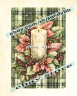Candle Plaid Tin Sign Farmhouse Christmas Border Art