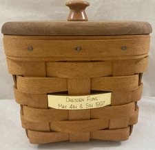 Longaberger Square Basket Dresden Fling 1997 With Colwood Lid