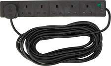 Pro Elec 6 Gang 10 M Extension Lead Surge Protector - Black