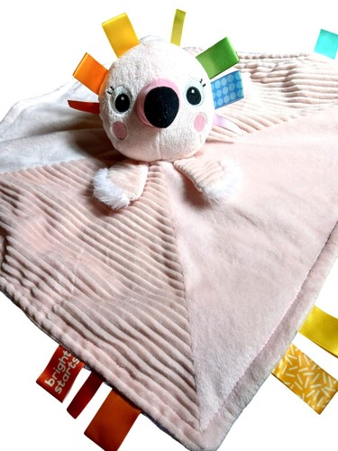 Bright Starts Abrazar Etiquetas Rosa Felpa Bebé Lovey Manta Flamenco Cinta Pestañas