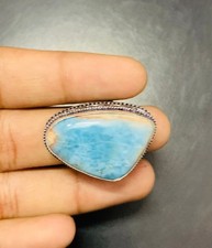 Larimar Gemstone 925 Sterling Silver Handmade Ring Jewelry Gift For Girlfriend