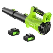 Electric Leaf Blower Cordless with 2 3.0Ah Battery and Charger, 2 Speed Mode 