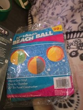 Inflatable 20" Heavy Duty VINYL 6 PANEL Beach Balls Vintage NIP