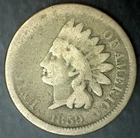 1859 Indian Head Copper-Nickel Penny AG One Cent 1c US Almost Good Coin