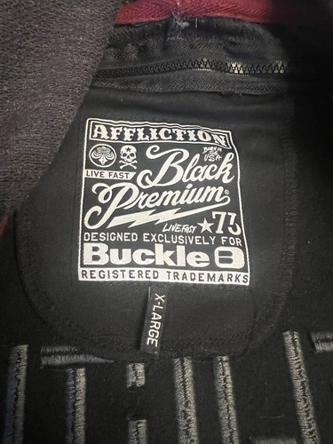 Sudadera con Capucha Extraíble XL Affliction Vintage Y2K Negra Premium Hebilla - Imagen 6 de 10