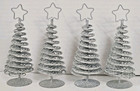 Avon Set of 4 Silver Glitter Spiral Christmas Trees 5” Tabletop Holiday Decor