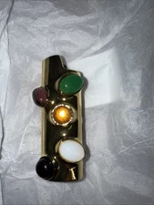 Gemstoned Lighter Case In Gold Multi-stone