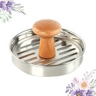 Large Stainless Steel Burger Press Mold Wooden Press for Home Kitchen
