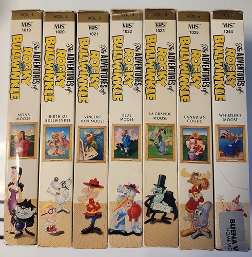 The Adventures of Rocky and Bullwinkle Lot of 7 VHS Tapes Vtg Cartoons HTF Rare - Picture 1 of 5