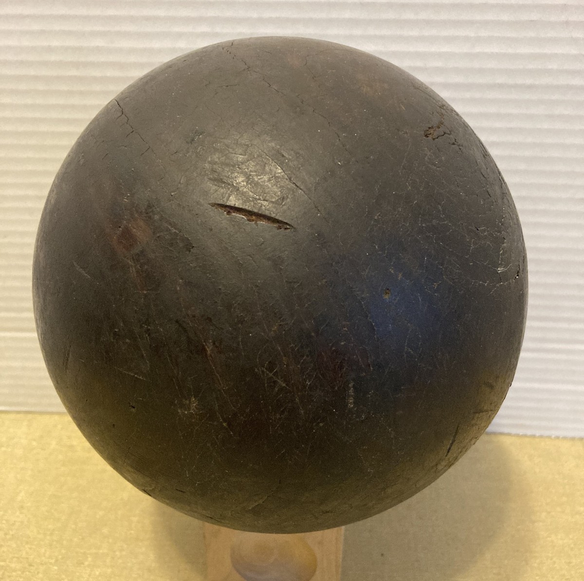 Antique Lignum Vitae Wooden 2 Hole Victorian Bowling Ball 7 lb 6