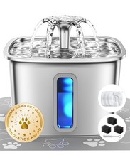 Veken Innovation Award Winner Stainless Steel Cat Water Fountain, 108oz/3.2L Aut