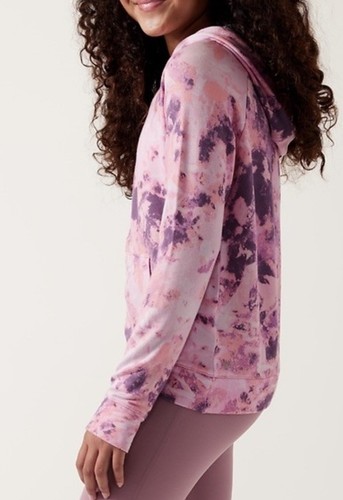 Athleta Girl XL 14 Moonstone Pink Purple White In Your Element Modal 2.0 Hoodie - Picture 2 of 3