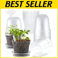 6 Inch Clear Nursery Pots with Humidity Domes - 15 Pack