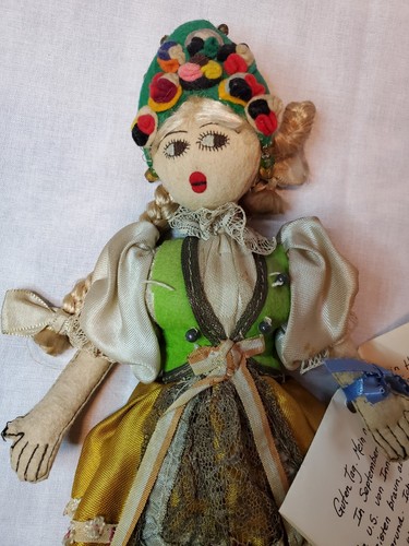 Vintage 11" Handarbeit Frau Dame Mädchen österreichische Puppe Figur Dekoration - Bild 2 von 6