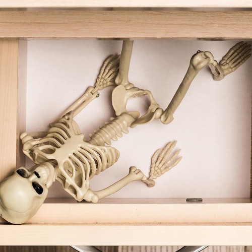 Decoración Halloween Exterior Esqueleto, 16" Plástico Posable 1 PACK, Blanco - Imagen 5 de 5