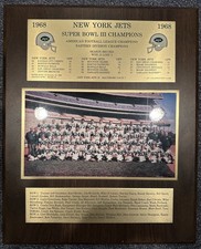 1968 NY Jets Super Bowl Champions Plaque 