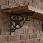 Rustic Star-Themed Cast Iron Bracket, Western Shelf Support Accent