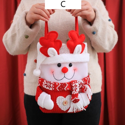 2 PIEZAS Bolsa de Regalo de Navidad Tejida Bolso de Mano de Caramelos para Niños Papá Noel Reno Muñeco de Nieve - Imagen 12 de 12