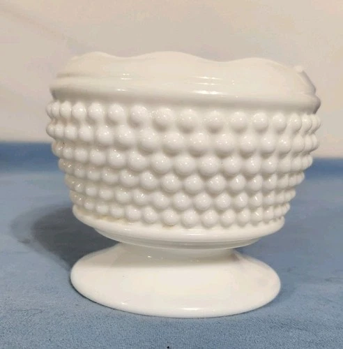 VTG Westmoreland American Hobnail White Milk Glass Rose Bowl Scalloped To 3.5 In