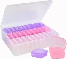 Bead Organizer Box with Hinged Lids - 31 PCS Clear Plastic Storage Containers fo