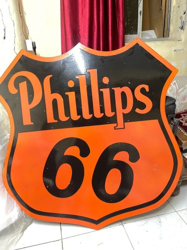 Phillips 66 Porcelain Heavy Metal Enamel Sign 30 Inches Double Side - Picture 4 of 7