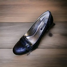 Ecco Womens Brown Leather Slip On Block Heel Pumps Size 8-8.5 EU 39