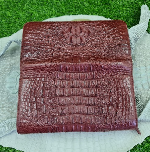 Real Crocodile Brown Long Strap Purse Clutch Wallet Leather Large Capacity - Picture 9 of 11