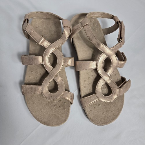 Sandalias Vionic Jodie para mujer talla 10 correa trasera cómodas metálicas doradas brillantes - Imagen 6 de 11