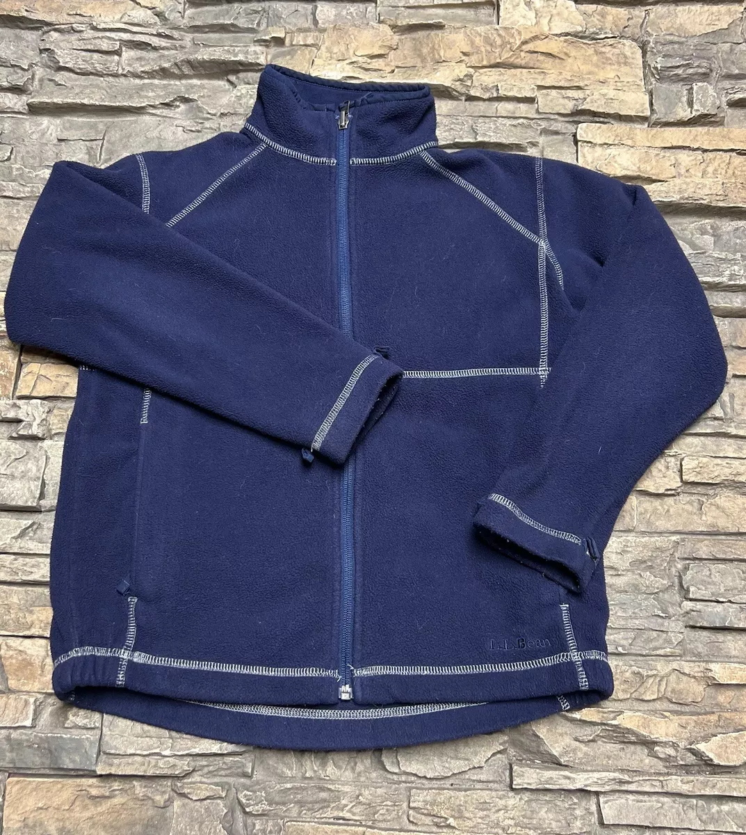 LL Bean Kids M 10 12 Fleece Liner Jacket Full Zip Blue eBay