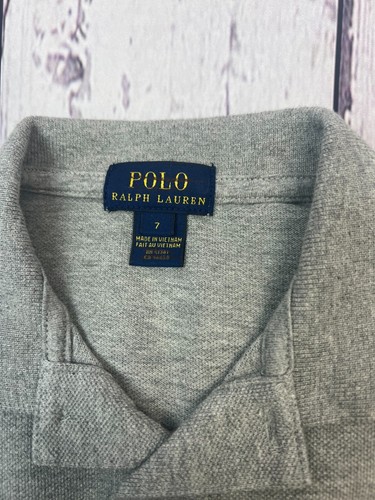 Polo Ralph Lauren Boys Iconic Mesh Polo Collared T shirt Gray Size 7 - Picture 3 of 6