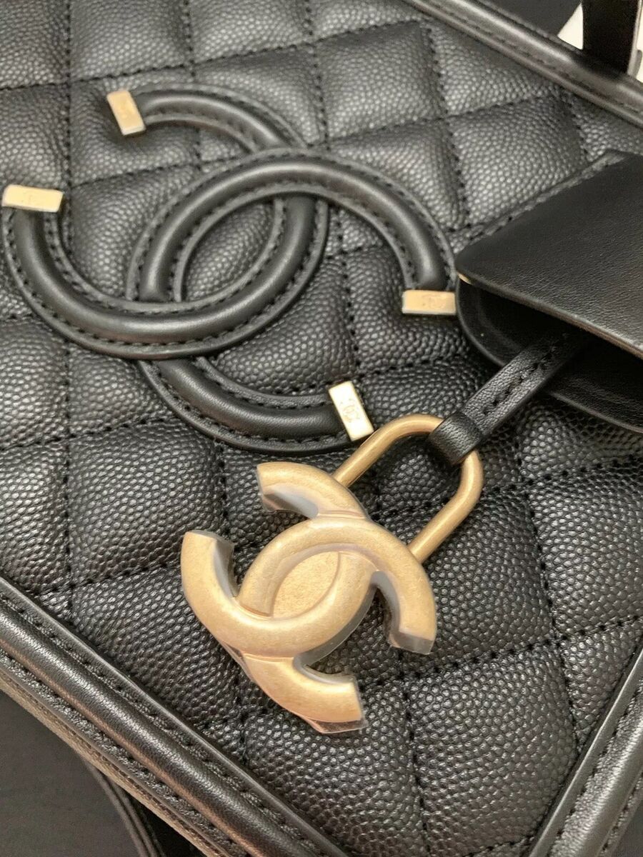 Chanel Vanity Quilted Caviar Satchel Bag Purse eBay