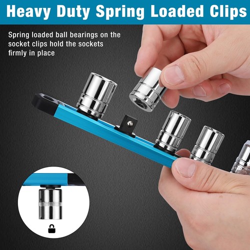 WORKPRO Magnetic Socket Organizer 3/8-Inch Dr Aluminum Alloy Socket Rail Holders - Picture 4 of 9