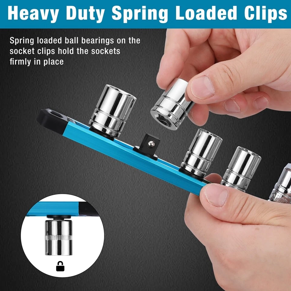 WORKPRO Magnetic Socket Organizer 3/8-Inch Dr Aluminum Alloy Socket Rail Holders - Image 4 of 4