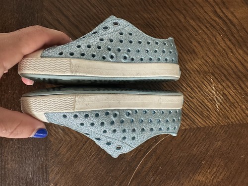 Native Jefferson Bling Glitter Slip-On Vegan Sneaker Size C7 Blue Glitter - 第 3/7 張圖片
