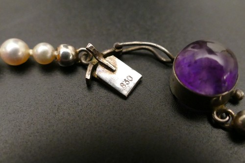 feines Collier Halskette antik JUGENDSTIL art nouveau Ära Amethyst Orient Perlen - Bild 8 von 8