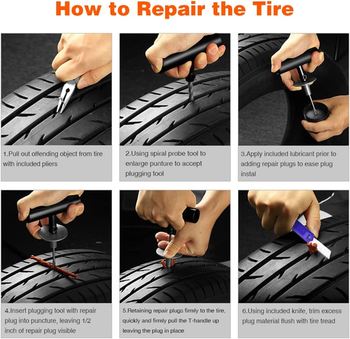 Tire Repair Kit - 68pcs Heavy Duty Tire Plug Kit, Universal Tire Repair Tools - Picture 6 of 12
