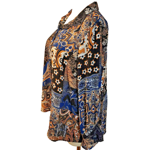 Bar III 2X Blue Gold Floral Paisley Long Sleeve Collared Button Up... - Picture 5 of 8