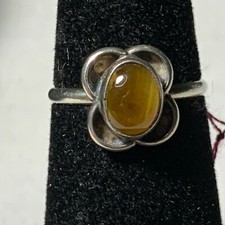 Vintage Sterling Silver 925 Ring with Quartz Stone Size 4.