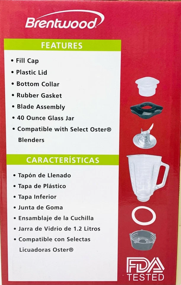 Brentwood P-OST722 6 Piece Replacement Glass Jar Set Compatible W/Oster NEW - Image 3 of 4